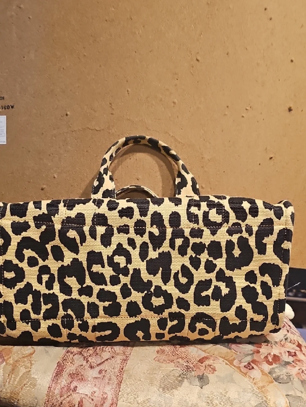 Coach Leopard-Print Canvas Tote in Black and Tan - Picture 8 of 11